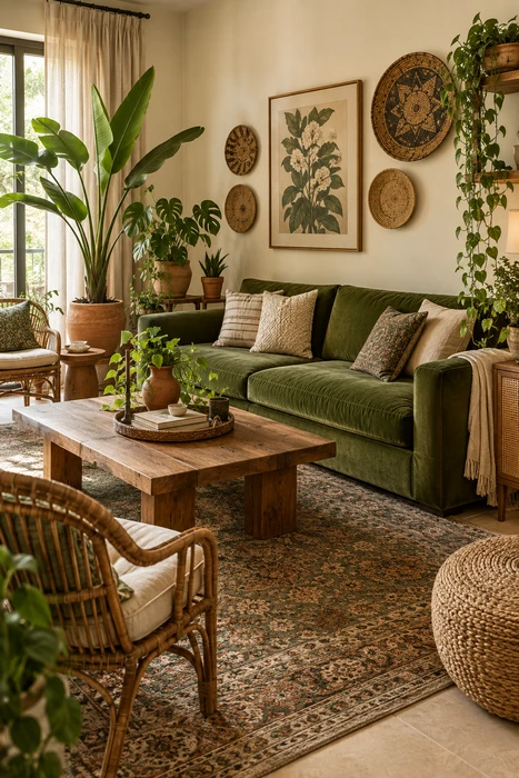Boho Style Living Room Ideas for a Cozy Space Full of Character 19 Cozy neutral boho living room design with comfortable seating and natural decor