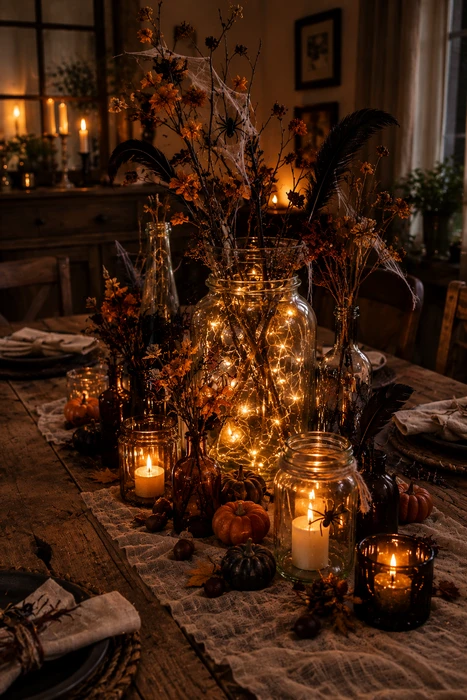 25 DIY Halloween Centerpieces for a Beautiful Spooky Season Table 11 Unique Halloween centerpiece design with creative seasonal table decor ideas